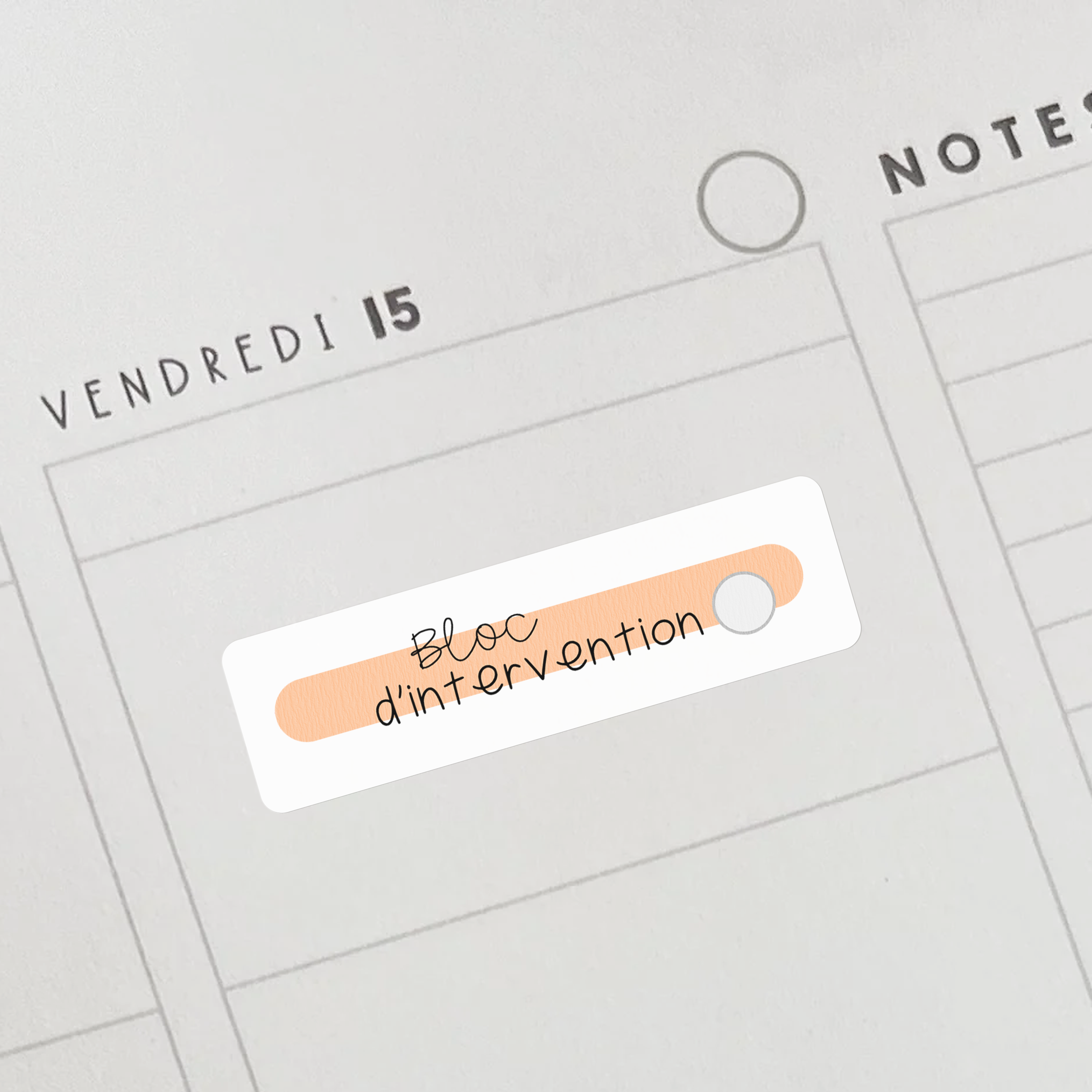 Autocollants "bloc d'intervention" pèches pour professeurs et éducatrices.