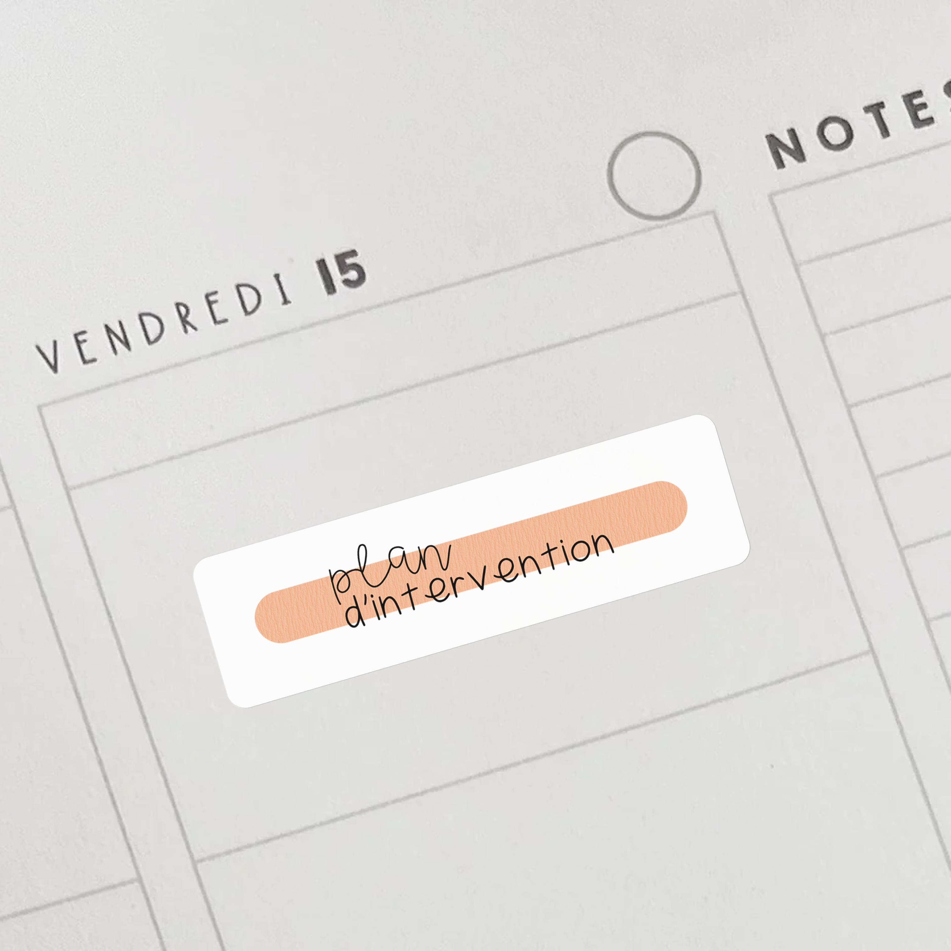 Autocollants "bloc d'intervention" pèches pour professeurs et éducatrices.