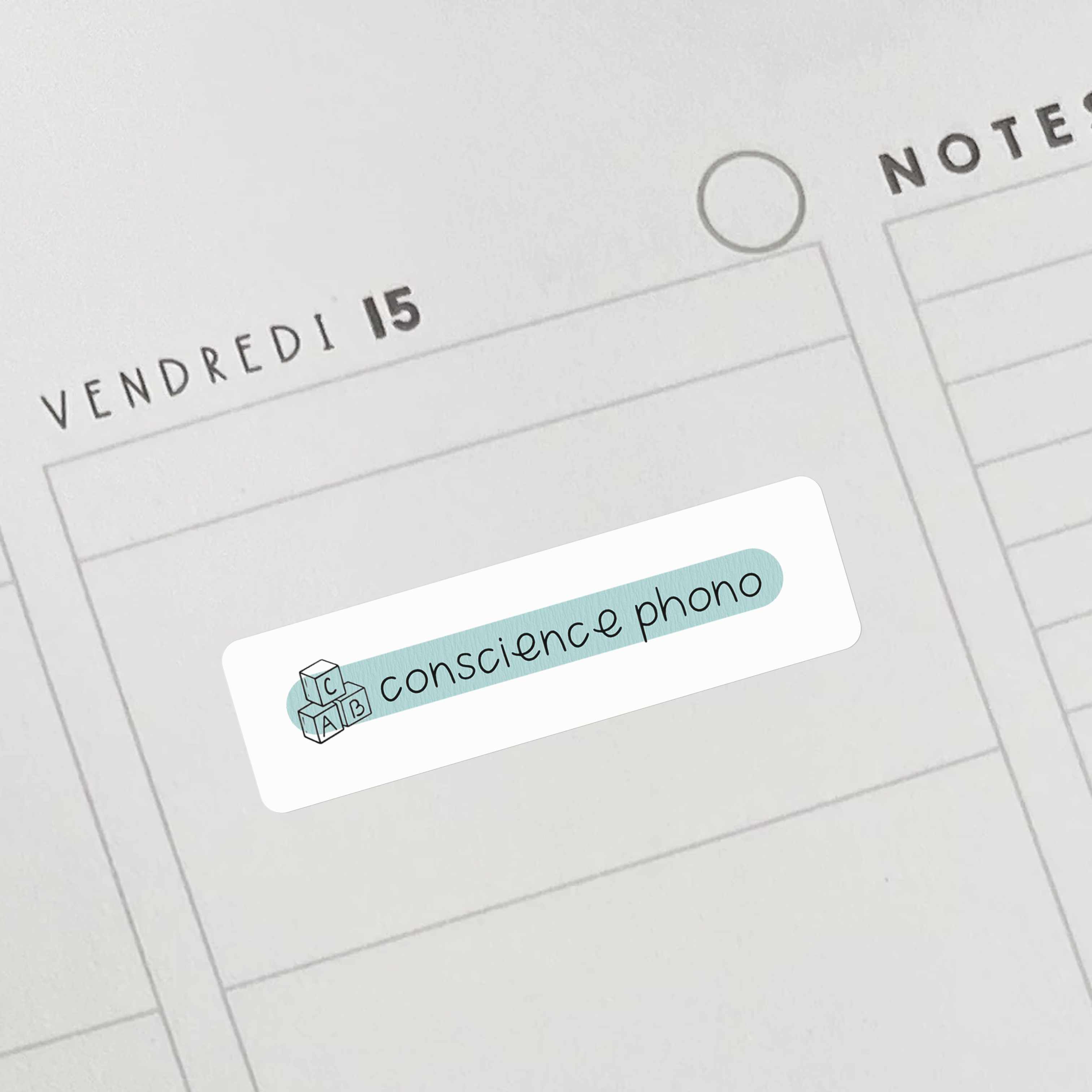 Autocollants "conscience phone" bleues pour professeurs et éducatrices.