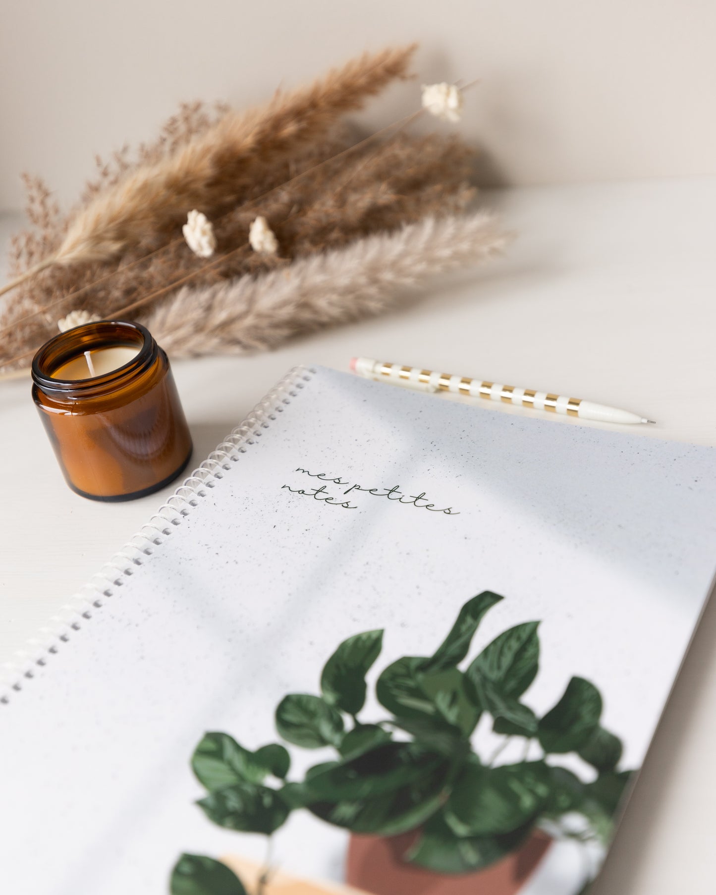 Cahier de notes avec une illustration d'une plante eucalyptus