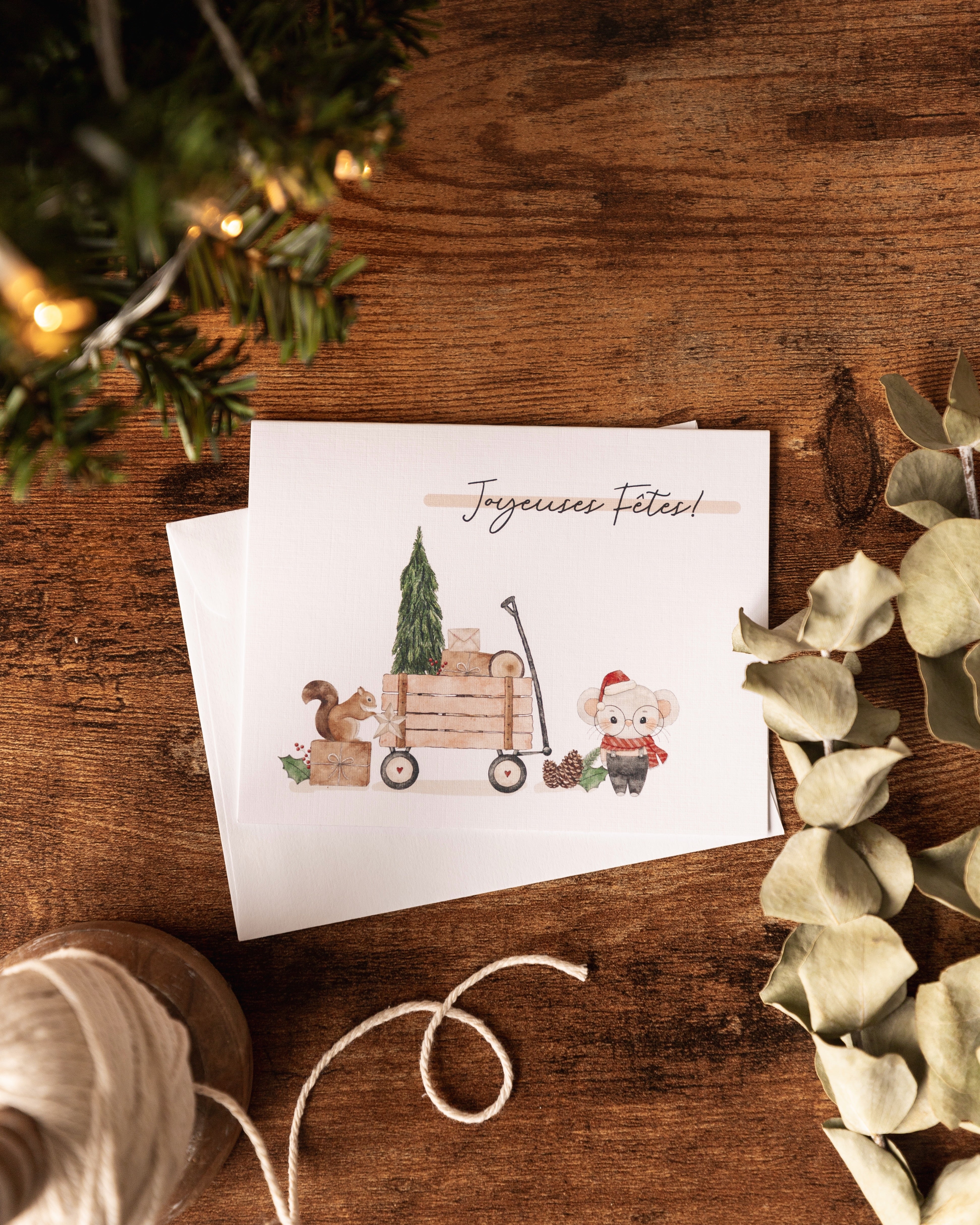 Cartes des fêtes avec petites illustrations de noël