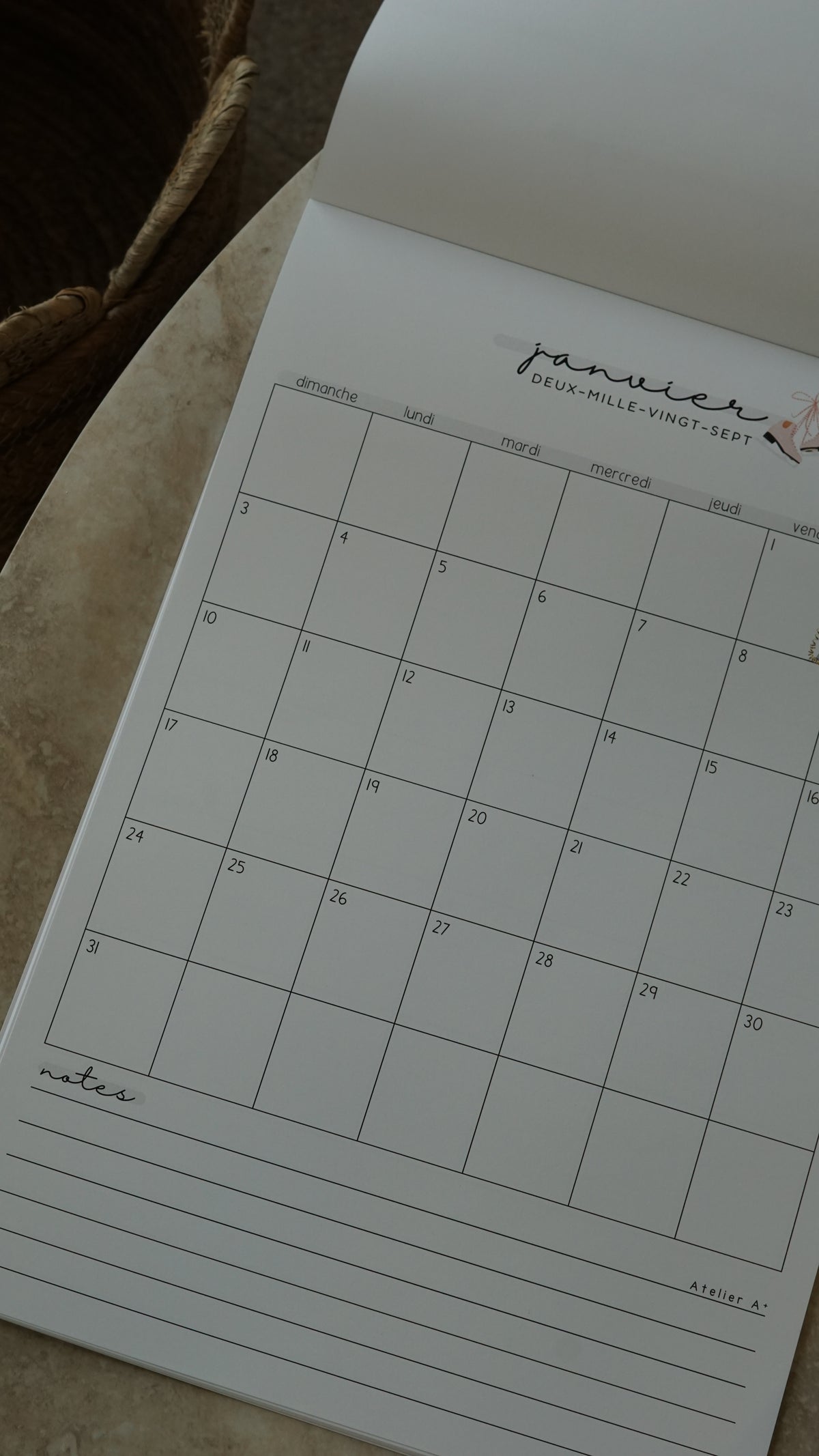 Calendrier 2027 • avec notes • précommande