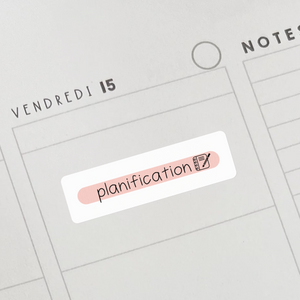 Autocollants "planification" roses pour professeurs et éducatrices.
