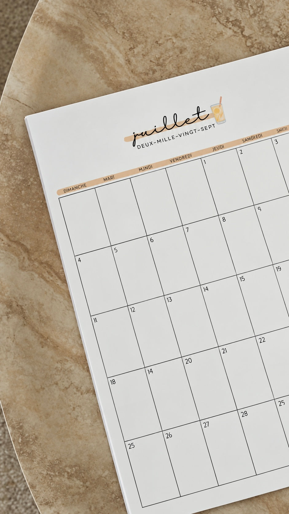 Calendrier 2027 • sans notes • précommande