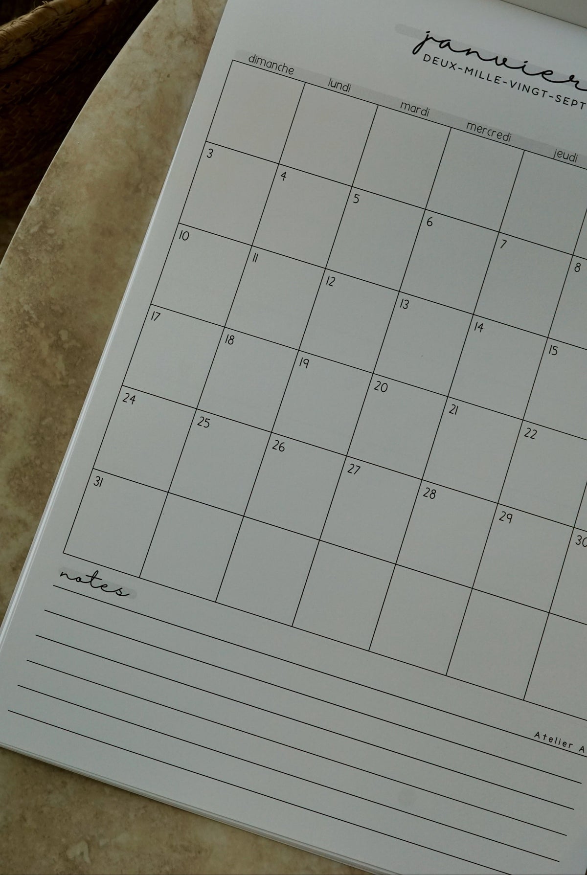 Calendrier spirale 2027 • avec notes • précommande